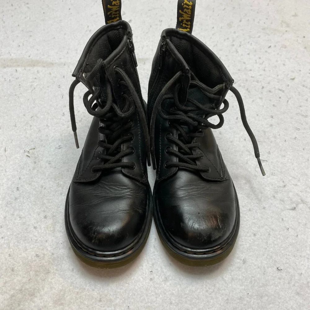 Dr. Martens Boots Kids 3 Black 1460 J Side Zip Leather Combat Boots